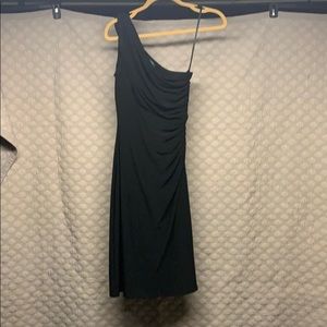 Black sheets dress; one shoulder